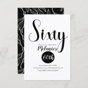 Modernes 60. Script fett Schwarz und Weiß Grün Einladung