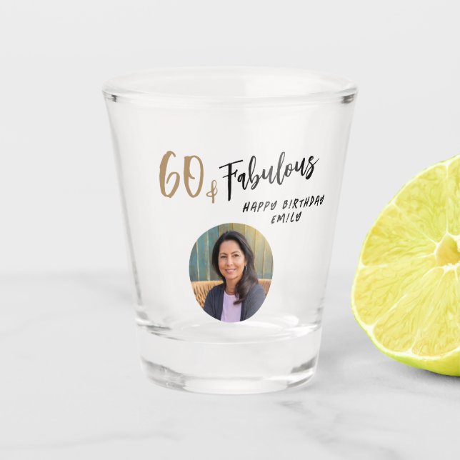 Modernes 60. und fabelhaftes Foto 60. Geburtstag Schnapsglas (Vorderseite)