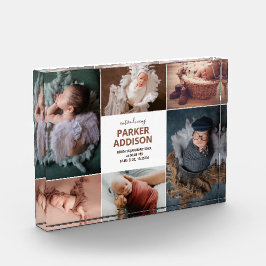 Modernes 6 Foto Collage Grid Neugeborenes Baby Bir