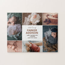 Modernes 6 Foto Collage Grid Neugeborenes Baby Bir