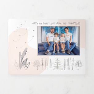 Modernes 6-Foto-Jahr-in-View-Newsletter Künstleris Dreifach Gefaltete Urlaubskarte