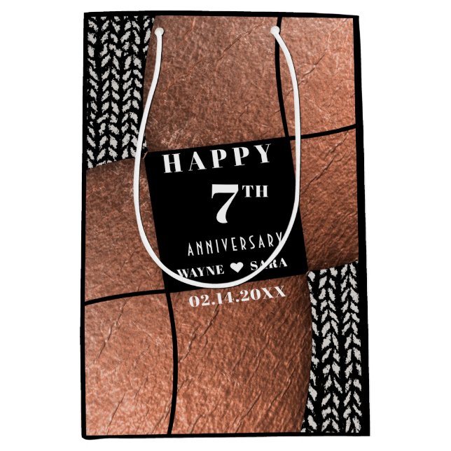 Modernes 7. Jahr der Kupferwolle Mittlere Geschenktüte (Vorderseite)