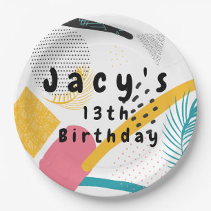 Modernes 90er-Collage Retro-Party Pappteller