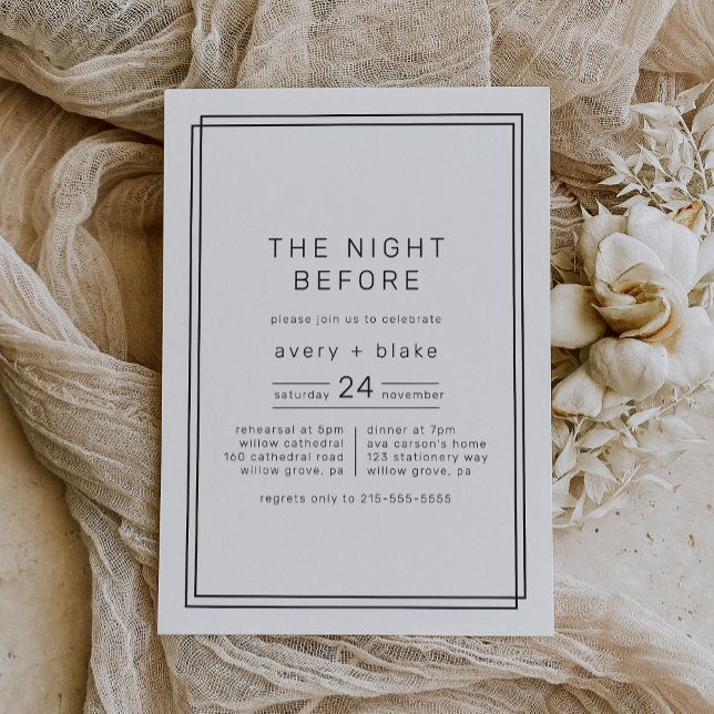 Modernes Abendessen vor der Probe Einladung (AVERY Modern The Night Before Rehearsal Dinner Invitation)