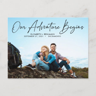 Modernes Abenteuer beginnt Save the Date Foto Postkarte