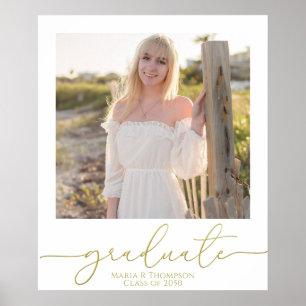 Modernes Abschluss Foto Elegantes Gold Script Poster