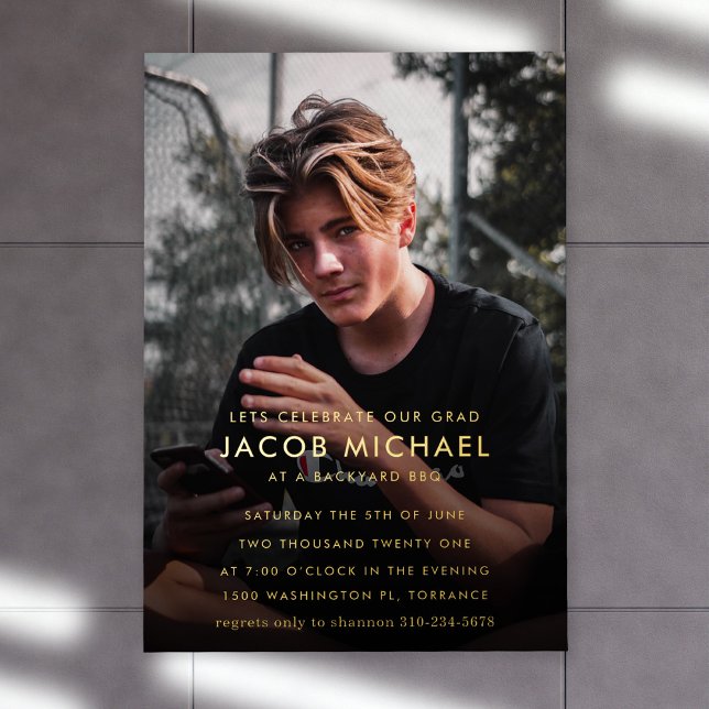 Modernes Abschluss Foto Gold Folieneinladung (Von Creator hochgeladen)