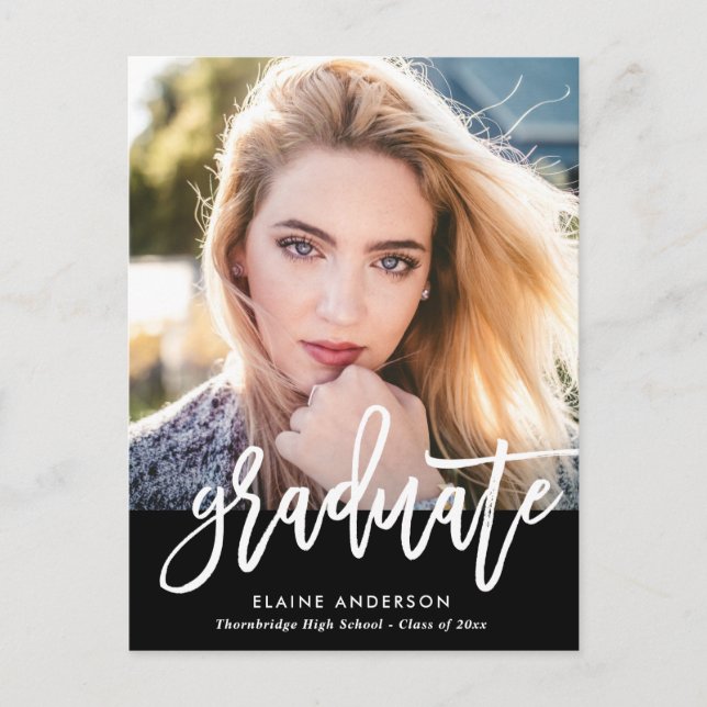 Modernes Abschluss für Pinselskripte Postkarte (Vorderseite)