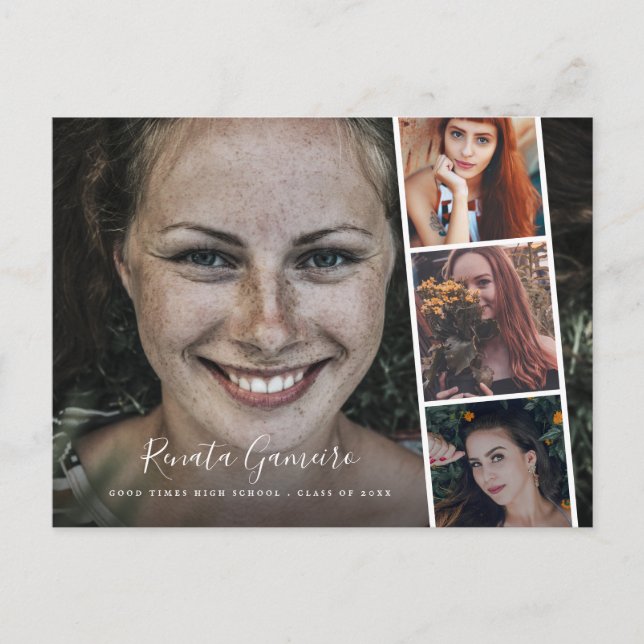 Modernes Abschluss High School Foto Collage Script Postkarte (Vorderseite)