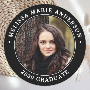 Modernes Abschluss Personalisiert Graduate Foto Runder Aufkleber