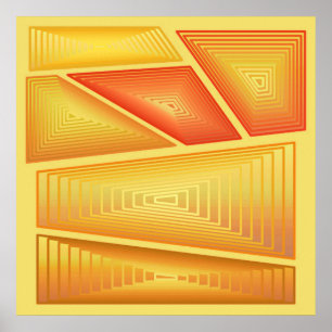 Modernes Abstrakt - 3-D Pyramiden, Gold Poster