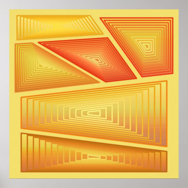 Modernes Abstrakt - 3-D Pyramiden, Gold Poster (Vorne)