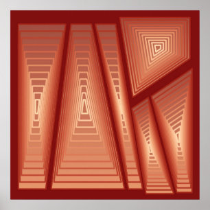 Modernes Abstrakt - 3-D-Pyramiden, Kupfer Poster