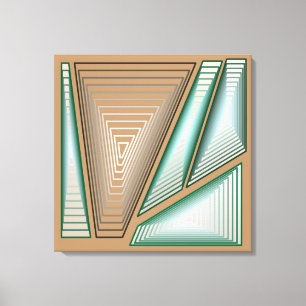 Modernes Abstrakt - 3-D Pyramiden, Taupe und Silve Leinwanddruck