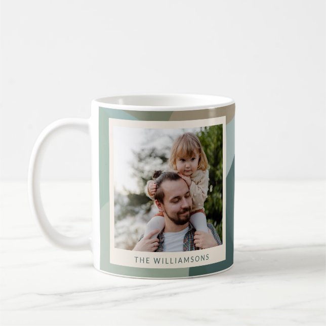 Modernes Abstrakt Art Green Sage Aquamarines Foto Kaffeetasse (Links)