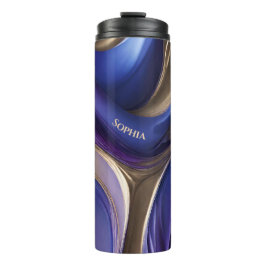 Modernes Abstrakt-Blau, Lila und Gold Thermosbecher