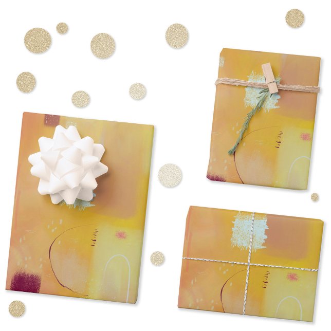 Modernes Abstrakt-Gelb Geschenkpapier Set (Abstract yellow painting art gift wrapping paper)