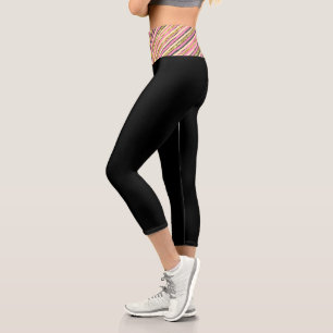 Modernes Abstrakt-Gelbgoldfarben-Schwarz Capri Leggings