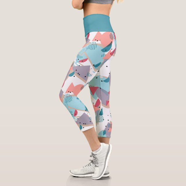Modernes Abstrakt geometrisches Angesagtes 50er Ku Capri Leggings (Links)