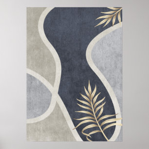 Modernes Abstrakt geometrisches Leaf Wall Art Post Poster