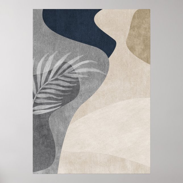 Modernes Abstrakt geometrisches Leaf Wall Art Post Poster (Vorne)