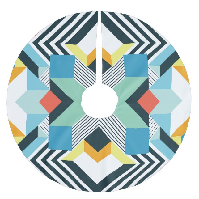 Modernes Abstrakt geometrisches Muster. Polyester Weihnachtsbaumdecke (Vorderseite)