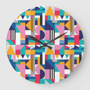 Modernes Abstrakt geometrisches nahtloses Muster Große Wanduhr