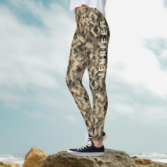 Modernes, Abstrakt geometrisches, rotes, beiges Mu Leggings (Von Creator hochgeladen)