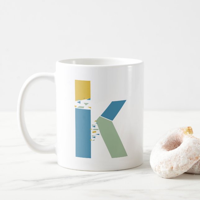 Modernes Abstrakt Letter-K-Monogramm Kaffeetasse (Mit Donut)
