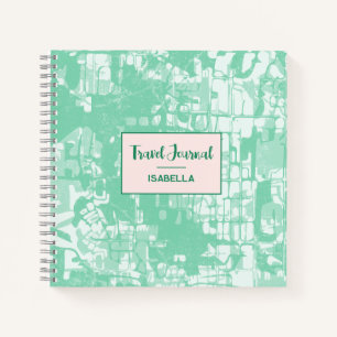 Modernes Abstrakt Map Green Pattern Travel Journal Notizbuch