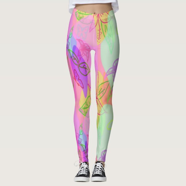 Modernes Abstrakt mit Blume Pattern Legging Leggings (Vorderseite)