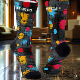 Modernes Abstrakt mit dynamischen geometrischen Mu Socken