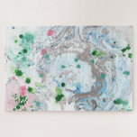 Modernes Abstrakt rosa blaues, weißes Template Puzzle<br><div class="desc">Modernes Puzzle mit Abstrakt rosa blaugrüner weißer Vorlage.</div>