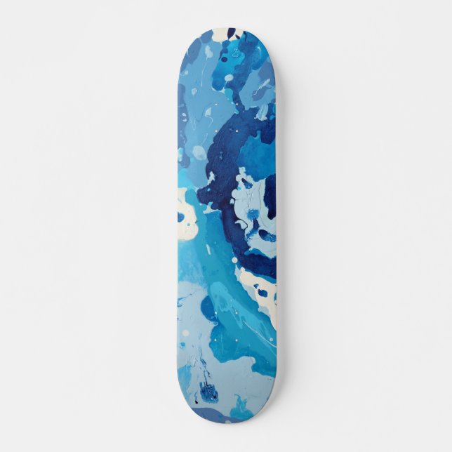 Modernes abstrakte in Pastelltönen des blauen Ozea Skateboard (Vorne)