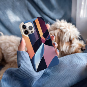 Modernes Abstraktes 3D Metallic Blue und Peach iPhone 16 Pro Max Hülle