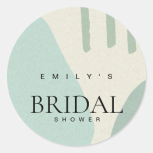 MODERNES ABSTRAKTES AQUA BLAU KÜNSTLERISCHES BRAUT RUNDER AUFKLEBER