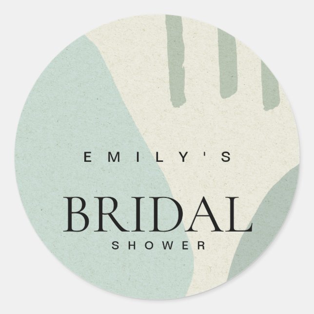 MODERNES ABSTRAKTES AQUA BLAU KÜNSTLERISCHES BRAUT RUNDER AUFKLEBER (Vorderseite)