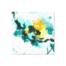 Modernes, Abstraktes, Aquamarin-gelb gestrichenes 