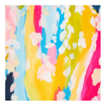 Modernes, Abstraktes, Aquamarin-gelb gestrichenes 