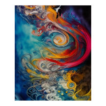 Modernes Abstraktes, Aquamarines Rot-Blau Schöne