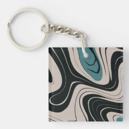 Modernes Abstraktes Aquamarines und schwarzes Must Schlüsselanhänger