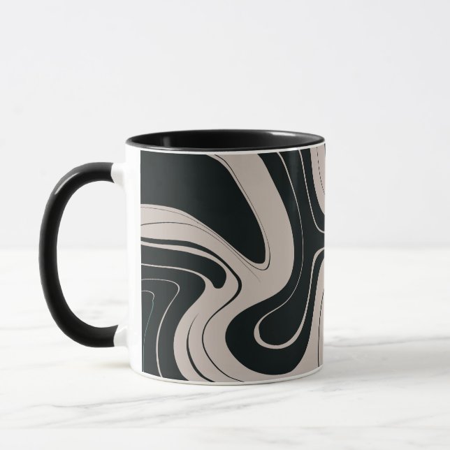 Modernes Abstraktes Aquamarines und schwarzes Must Tasse (Links)