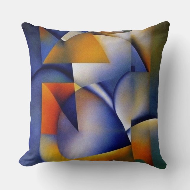 Modernes Abstraktes Aquarellblau Kissen (Vorderseite)