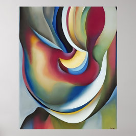 Modernes Abstraktes, blau-grün-gelbes Aquarell Poster