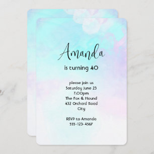 Modernes Abstraktes Blau und Lila Wasserfarbe Gebu Einladung