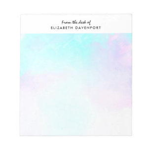 Modernes Abstraktes Blau und Lila Wasserfarbe Notizblock