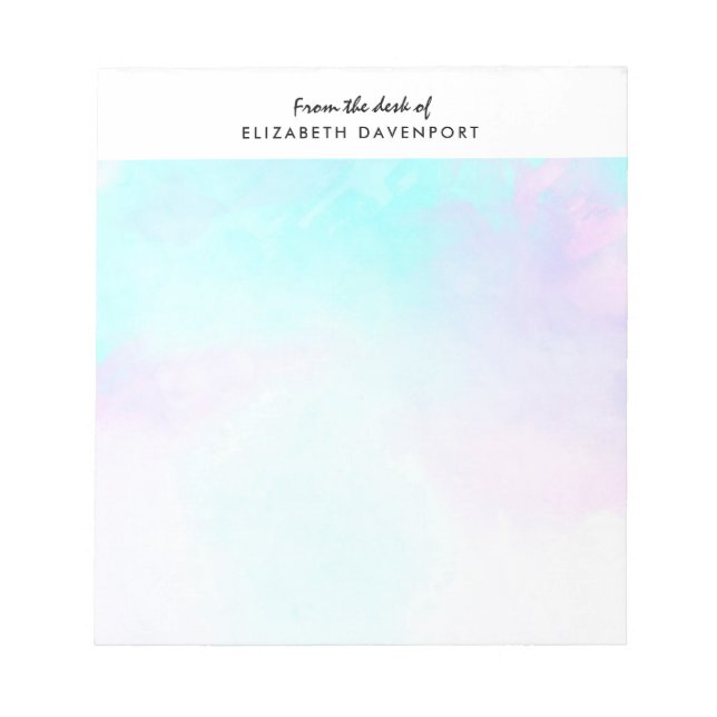 Modernes Abstraktes Blau und Lila Wasserfarbe Notizblock (Vorderseite)