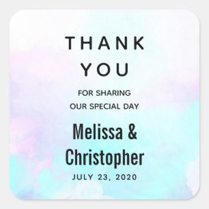 Modernes Abstraktes Blau und Lila Wasserfarbe Viel Quadratischer Aufkleber