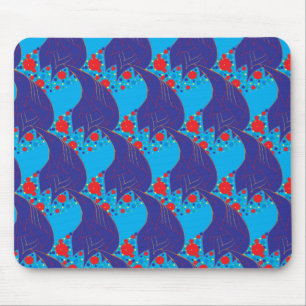 Modernes abstraktes BLAU- und Rotschleifmuster Mousepad
