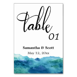 Modernes Abstraktes blaues Aqua Tischnummer